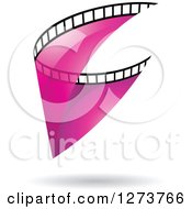 Clipart Of A Curve Of Transparent Pink Film And A Shadow Royalty Free Vector Illustration by cidepix