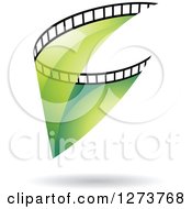 Poster, Art Print Of Curve Of Transparent Green Film And A Shadow