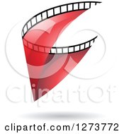 Poster, Art Print Of Curve Of Transparent Red Film And A Shadow