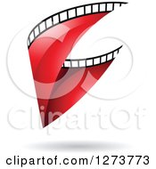 Clipart Of A Curve Of Red Film And A Shadow Royalty Free Vector Illustration