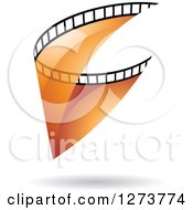Curve Of Transparent Orange Film And A Shadow