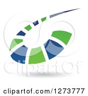Clipart Of A Blue And Green Swoosh Design And Shadow Royalty Free Vector Illustration