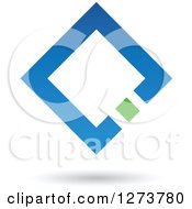 Clipart Of A Blue Floating Diamond With A Green Square Royalty Free Vector Illustration