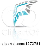 Clipart Of A Blue And Gray Abstract Design And Reflection Royalty Free Vector Illustration