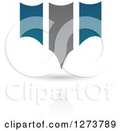 Clipart Of A Teal And Gray Abstract Shield Design And Shadow Royalty Free Vector Illustration by cidepix