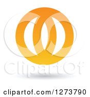 Clipart Of A Floating Abstract Orange Globe And Shadow Royalty Free Vector Illustration by cidepix