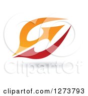 Clipart Of A Red And Orange Abstract Flying Bird Design And Shadow 2 Royalty Free Vector Illustration by cidepix