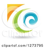 Clipart Of A Blue Green And Orange Spiral And Shadow Royalty Free Vector Illustration