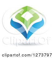 Clipart Of A Blue And Green Abstract Shield And Shadow Royalty Free Vector Illustration