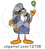 Poster, Art Print Of Suitcase Cartoon Character Preparing To Hit A Tennis Ball