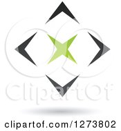 Clipart Of A Green Star In A Black Diamond And Shadow Royalty Free Vector Illustration by cidepix