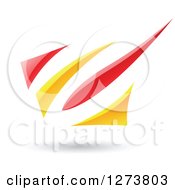 Clipart Of A Red And Yellow Abstract Design And Shadow Royalty Free Vector Illustration
