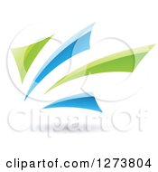 Clipart Of A Green And Blue Abstract Design And Shadow Royalty Free Vector Illustration