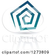 Clipart Of A Gradient Teal Abstract Spiral Design And Shadow Royalty Free Vector Illustration
