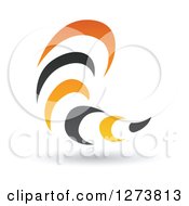 Poster, Art Print Of Black And Orange Abstract Tornado Design With A Shadow