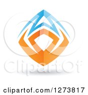 Poster, Art Print Of Blue And Orange Abstract Shield Design And Shadow 3