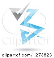 Clipart Of A Blue And Gray Abstract Reflective Logo With A Shadow 6 Royalty Free Vector Illustration
