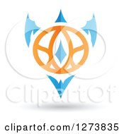 Poster, Art Print Of Blue And Orange Abstract Shield Design And Shadow 2