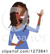 Clipart Of A Happy Black Woman Presenting Royalty Free Vector Illustration by peachidesigns #COLLC1273841-0137