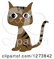 Clipart Of A Happy Sitting Brown Tabby Cat Royalty Free Vector Illustration by peachidesigns