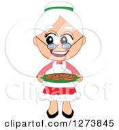 Clipart Of A Happy Christmas Mrs Claus Holding A Plate Of Cookies Royalty Free Vector Illustration