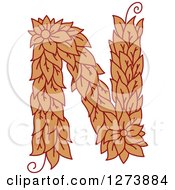 Poster, Art Print Of Floral Capital Letter N With A Flower