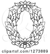 Poster, Art Print Of Black And White Floral Capital Letter O With A Flower