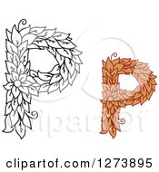 Poster, Art Print Of Black And White And Colored Floral Capital Letter P Designs
