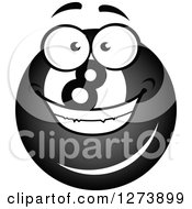 Clipart Of A Grinning Billiards Eightball Character Royalty Free Vector Illustration