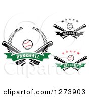 Clipart Of Baseball And Crossed Bats Designs Royalty Free Vector Illustration
