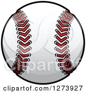 Clipart Of A Baseball With Red Stitching Royalty Free Vector Illustration