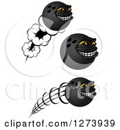 Clipart Of Grinning Bowling Ball Characters Royalty Free Vector Illustration