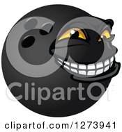 Clipart Of A Grinning Bowling Ball Character Royalty Free Vector Illustration