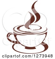 Clipart Of A Dark Brown And White Steamy Coffee Cup 8 Royalty Free Vector Illustration