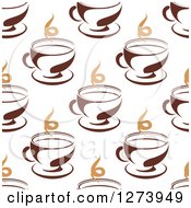 Poster, Art Print Of Seamless Background Pattern Of Steamy Brown Coffee Cups 2