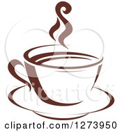 Poster, Art Print Of Dark Brown And White Steamy Coffee Cup 2