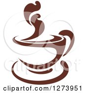 Poster, Art Print Of Dark Brown And White Steamy Coffee Cup 13