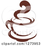 Clipart Of A Dark Brown And White Steamy Coffee Cup 11 Royalty Free Vector Illustration