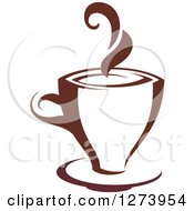 Clipart Of A Dark Brown And White Steamy Coffee Cup 6 Royalty Free Vector Illustration