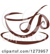 Poster, Art Print Of Dark Brown And White Coffee Cup With A Spoon