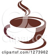 Poster, Art Print Of Dark Brown And White Steamy Coffee Cup