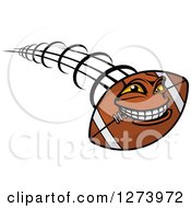 Clipart Of A Flying And Grinning American Football Character Royalty Free Vector Illustration by Vector Tradition SM