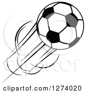 Poster, Art Print Of Black And White Flying Soccer Ball 11