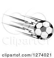 Clipart Of A Black And White Flying Soccer Ball 12 Royalty Free Vector Illustration