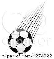 Poster, Art Print Of Grayscale Flying Soccer Ball 2