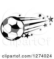 Poster, Art Print Of Black And White Flying Soccer Ball With Stars