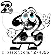 Poster, Art Print Of Soccer Ball Number Twos With A Character Holding Up Two Fingers