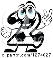 Poster, Art Print Of Soccer Ball Number Two Character Holding Up Two Fingers
