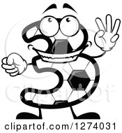 Poster, Art Print Of Soccer Ball Number Three Character Holding Up 3 Fingers