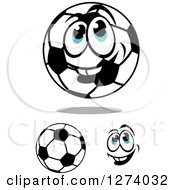Poster, Art Print Of Soccer Balls And A Face 3